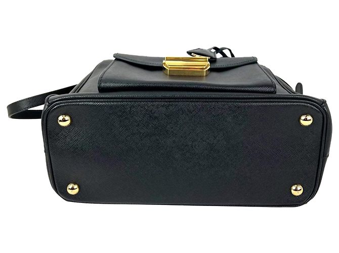 Prada Safriano Front Pocket Double Zip black Tote Bag - view 5
