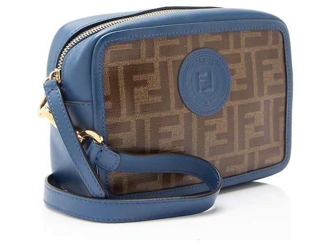 Bolso de cámara mini Fendi FF de lona recubierta 1974 Azul - vista 2
