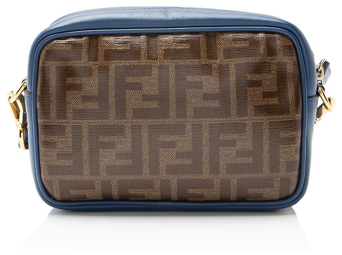 Bolso de cámara mini Fendi FF de lona recubierta 1974 Azul - vista 3
