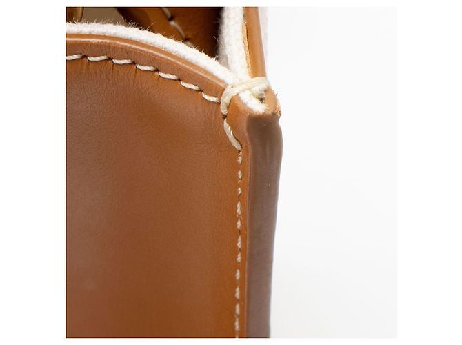 Cabas Céline Celine Canvas Leder Vertikaler Mini Tote Braun Beige - Ansicht 10