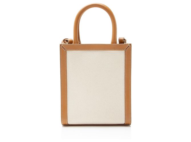 Cabas Céline Celine Canvas Leder Vertikaler Mini Tote Braun Beige - Ansicht 3
