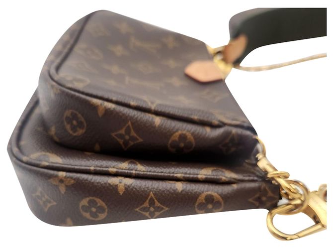 Louis Vuitton Borsa a tracolla Multi Pochette Accessoires Khaki Marrone - vista 3