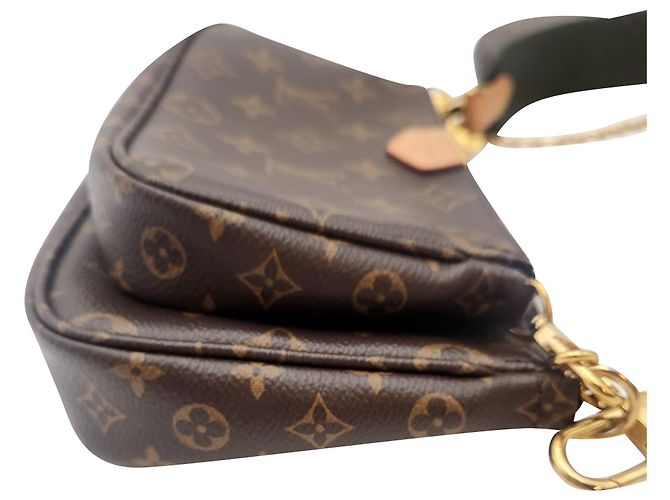 Louis Vuitton Borsa a tracolla Multi Pochette Accessoires Khaki Marrone - vista 9
