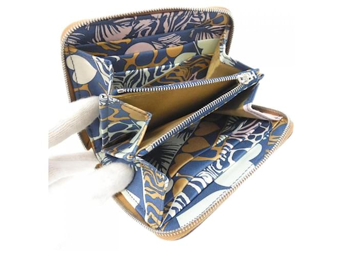 Silk In Billetera compacta de seda WILD de Hermès Azul Azul marino Verde claro - vista 4