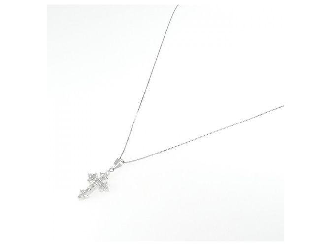 Autre Marque Collana a Croce con Diamanti in Platino Argento - vista 2