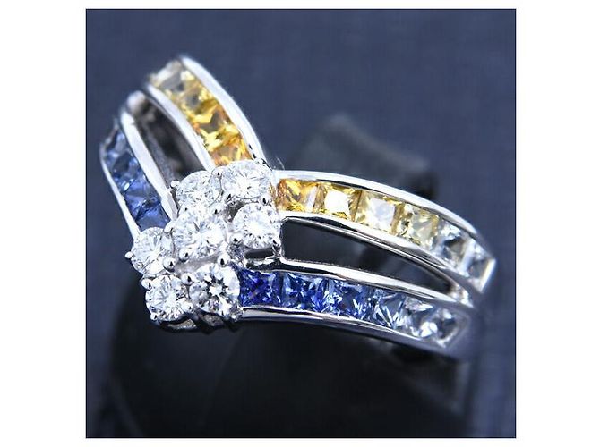 Autre Marque Jeunet 750WG Saphir-Diamantring Silber - Ansicht 10