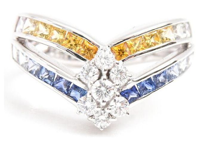 Autre Marque Jeunet 750WG Saphir-Diamantring Silber - Ansicht 4