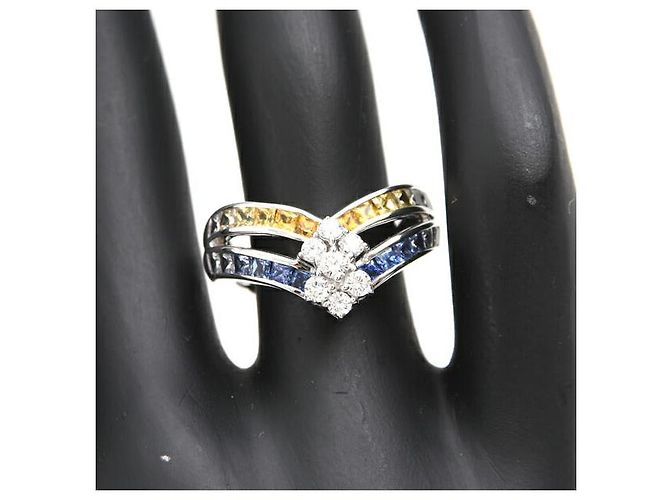 Autre Marque Jeunet 750WG Saphir-Diamantring Silber - Ansicht 8