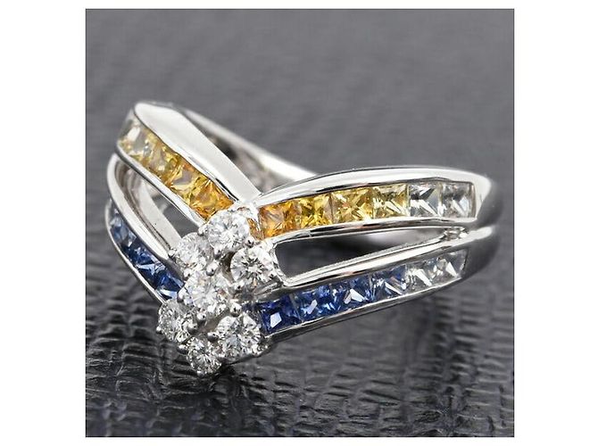 Autre Marque Jeunet 750WG Saphir-Diamantring Silber - Ansicht 9