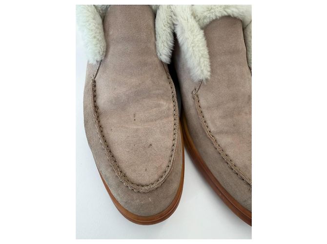 Botines Loro Piana Open Walk de ante beige Castaño - vista 4