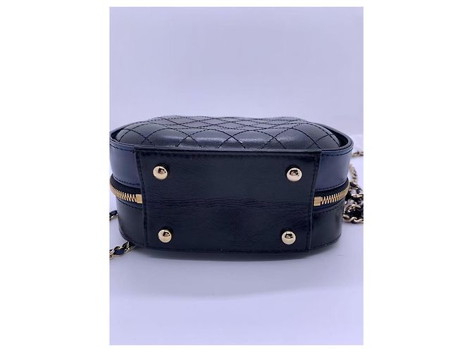 Borsa a tracolla Chanel blu in pelle con catena nera - vista 5