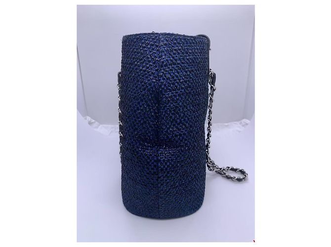 Borsa Chanel Patchwork in Pelle Intrecciata Blu - vista 3