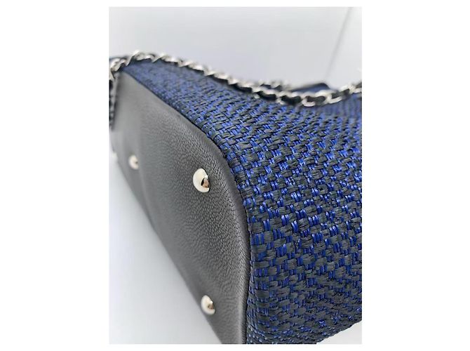 Borsa Chanel Patchwork in Pelle Intrecciata Blu - vista 7