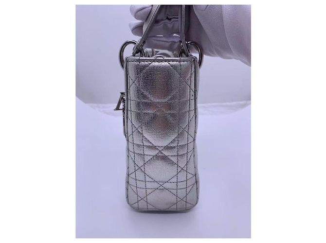 Borsa Dior Diana quattro tasche argento pelle - vista 4