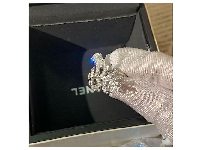 Chanel PLUME Diamantfeder Ring silberfarben Größe 49 - Ansicht 4
