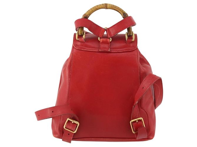 Gucci Vintage Bamboo Leather Mini Rosso - vista 2