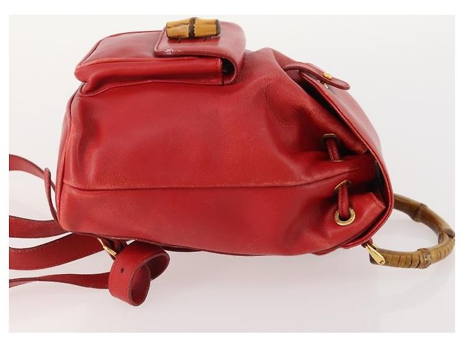 Gucci Vintage Bamboo Leather Mini Rosso - vista 3