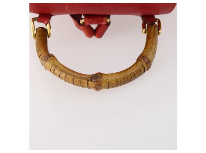 Gucci Vintage Bamboo Leather Mini Rosso - vista 7