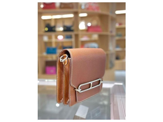Hermès Roulis 19 pelle di sella marrone dorato - vista 2