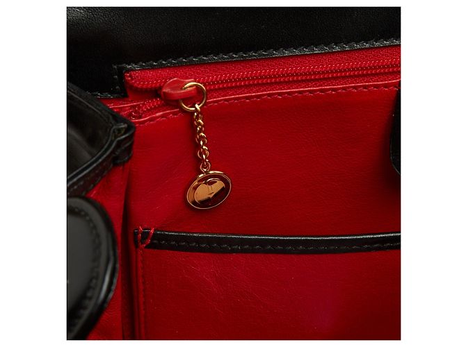 Gucci Sac Bamboo 1947 Grande circa 1990 Couture Borsa in Pelle Nera con Cinghia Extra - vista 6