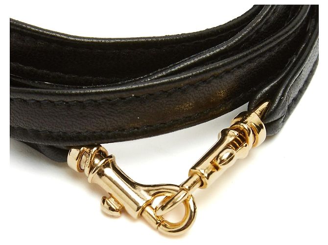 Gucci Sac Bamboo 1947 Grande circa 1990 Couture Borsa in Pelle Nera con Cinghia Extra - vista 9