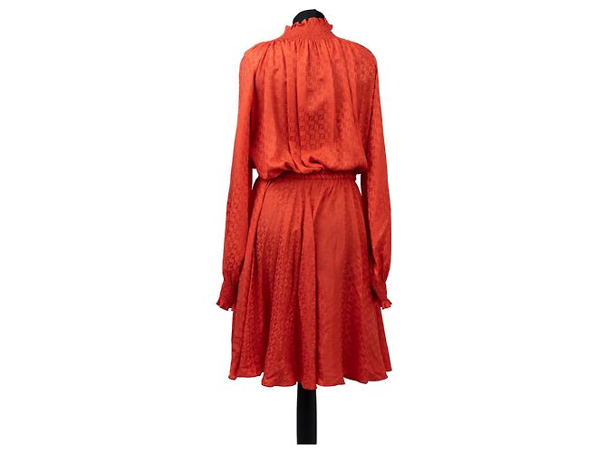 Fendi FF Motif Mini-Kleid aus roter Seidenjacquard - Ansicht 2