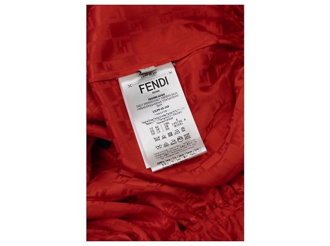 Fendi FF Motif Mini-Kleid aus roter Seidenjacquard - Ansicht 5