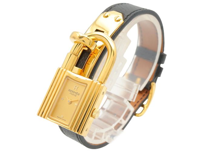 Hermès Reloj Hermes Kelly - Baño de oro con correa de cuero - vista 2