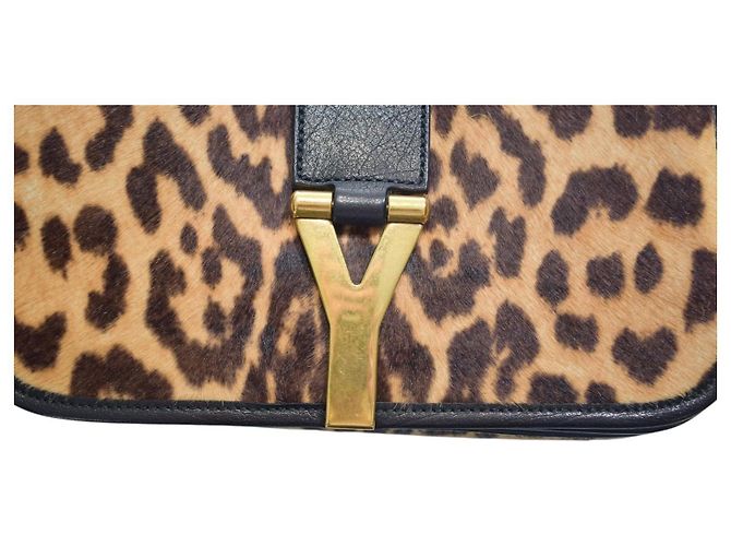Borsa a tracolla Cabas Chyc in pelo di pony leopardato marrone Yves Saint Laurent YSL Multicolore - vista 12