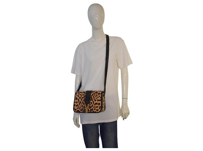 Borsa a tracolla Cabas Chyc in pelo di pony leopardato marrone Yves Saint Laurent YSL Multicolore - vista 18