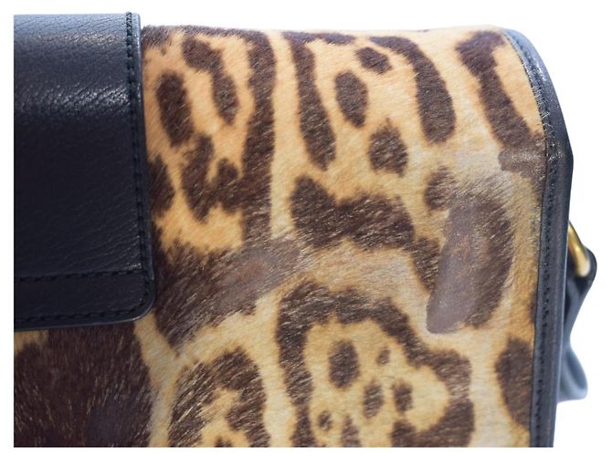 Borsa a tracolla Cabas Chyc in pelo di pony leopardato marrone Yves Saint Laurent YSL Multicolore - vista 3