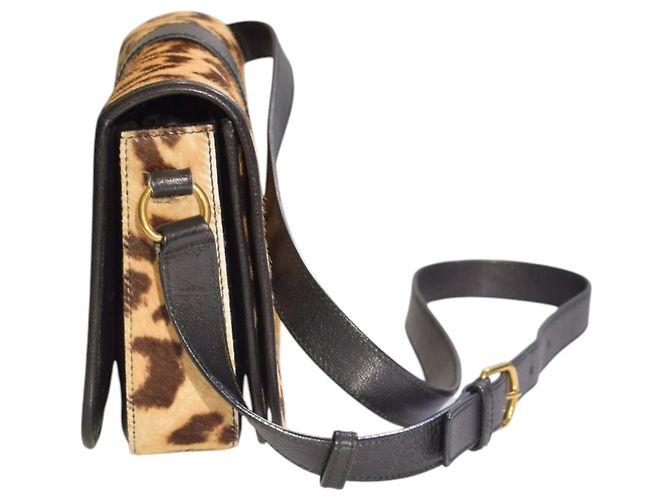 Borsa a tracolla Cabas Chyc in pelo di pony leopardato marrone Yves Saint Laurent YSL Multicolore - vista 4