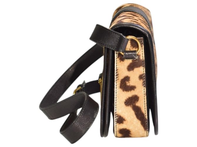 Borsa a tracolla Cabas Chyc in pelo di pony leopardato marrone Yves Saint Laurent YSL Multicolore - vista 5