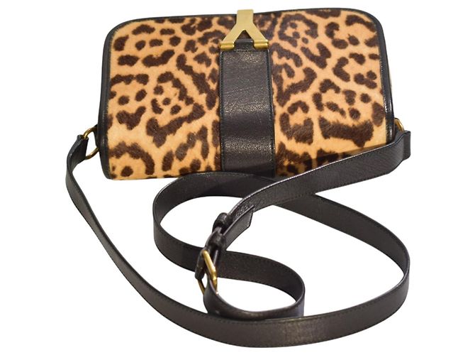Borsa a tracolla Cabas Chyc in pelo di pony leopardato marrone Yves Saint Laurent YSL Multicolore - vista 6
