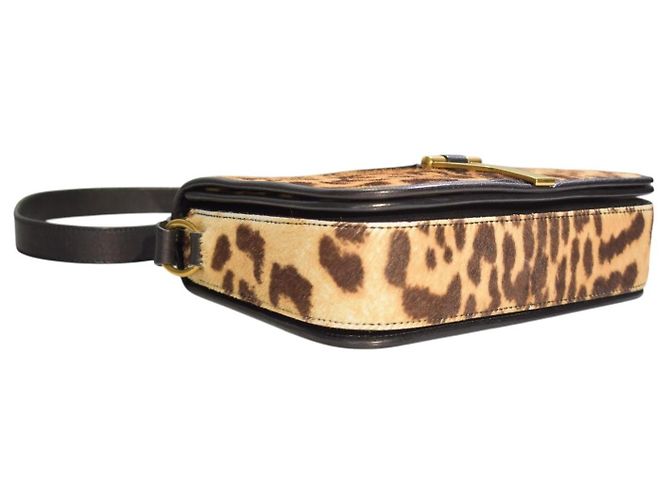 Borsa a tracolla Cabas Chyc in pelo di pony leopardato marrone Yves Saint Laurent YSL Multicolore - vista 8