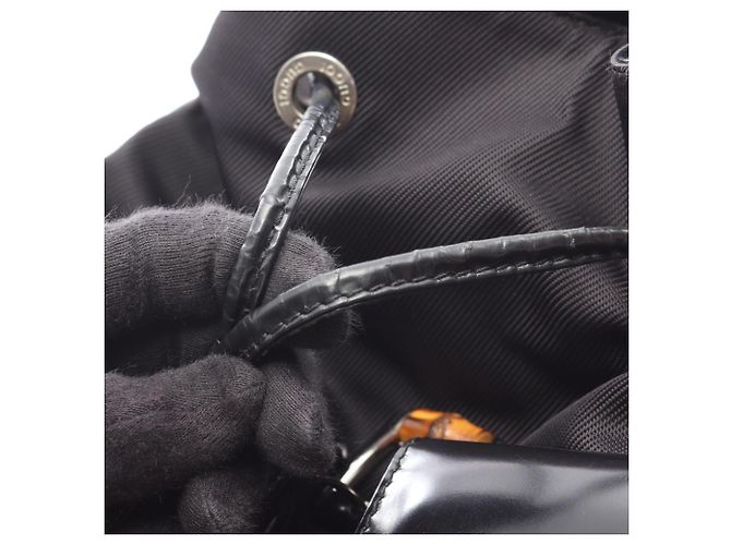 Zaino/Borsa Gucci Bamboo Nero - vista 6