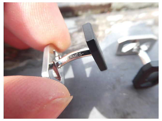 new Hermès cufflinks with box, model Play with its box Silver hardware - view 3