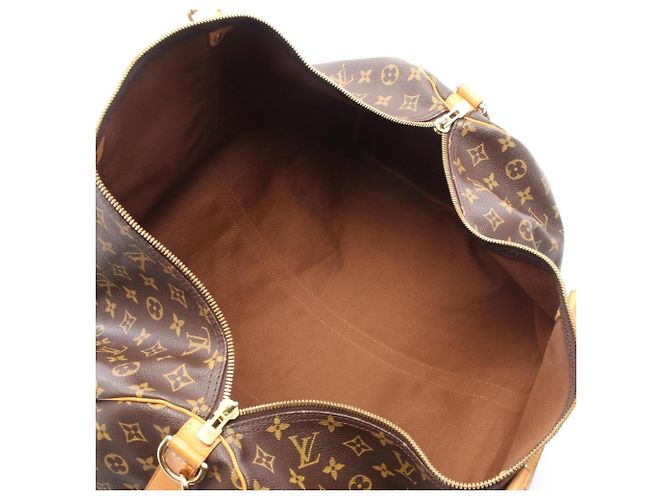 Borsa Boston Keepall Bandoulière 60 Louis Vuitton Marrone Monogramma - vista 3