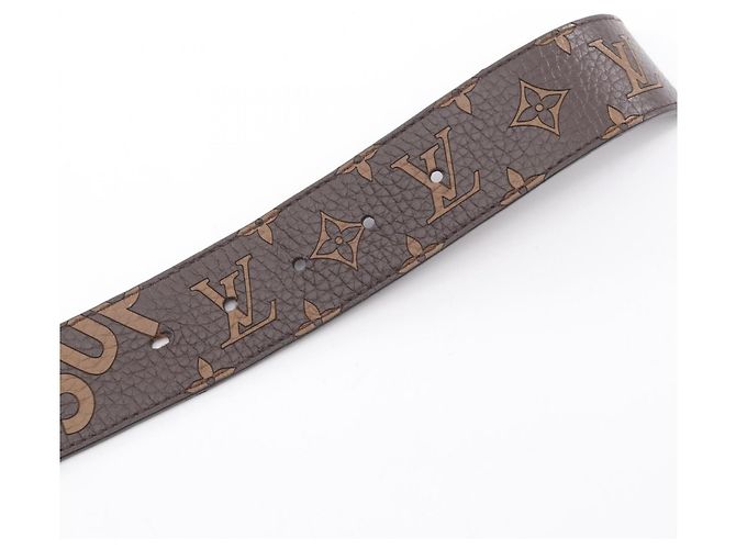 Louis Vuitton x Supreme LV Initial Leather Belt Brown Black Golden - view 3