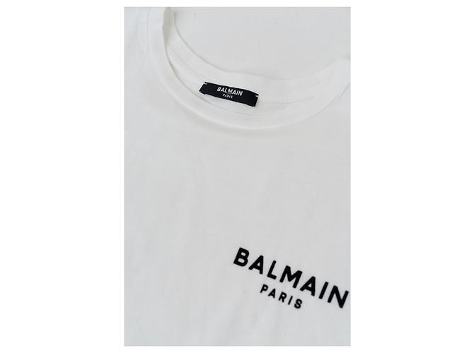Camiseta blanca de algodón Balmain con logo Blanco - vista 3