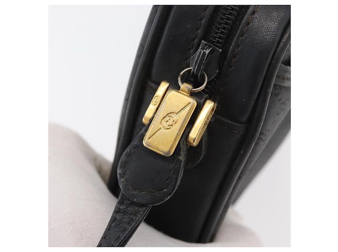 Gucci Borsa a spalla Micro GG Supreme in PVC Nero Oro Auth 176880 D'oro - vista 14