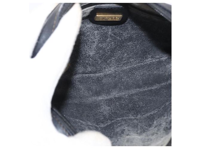 Gucci Borsa a spalla Micro GG Supreme in PVC Nero Oro Auth 176880 D'oro - vista 16