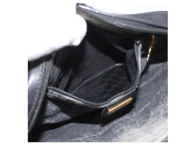 Gucci Borsa a spalla Micro GG Supreme in PVC Nero Oro Auth 176880 D'oro - vista 20
