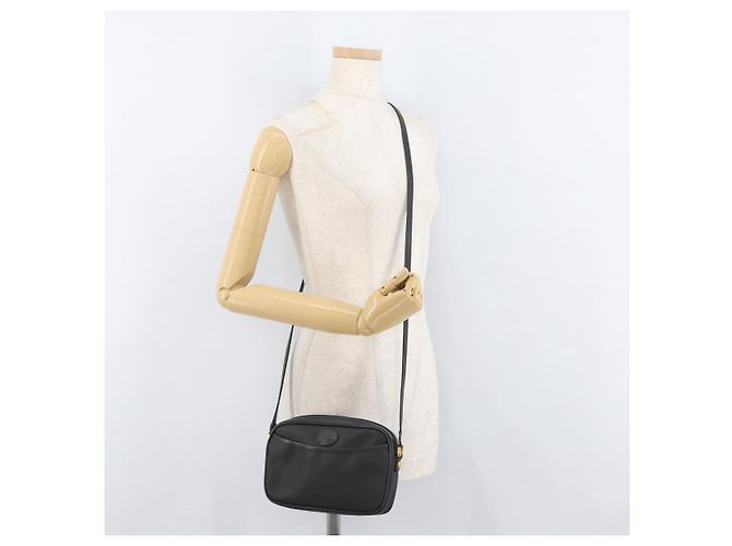 Gucci Borsa a spalla Micro GG Supreme in PVC Nero Oro Auth 176880 D'oro - vista 22
