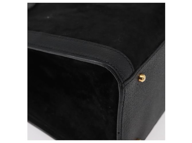 Borsa a mano in pelle scamosciata nera e oro GUCCI Bamboo 002 1196 0260 Auth 176869 Nero D'oro - vista 12