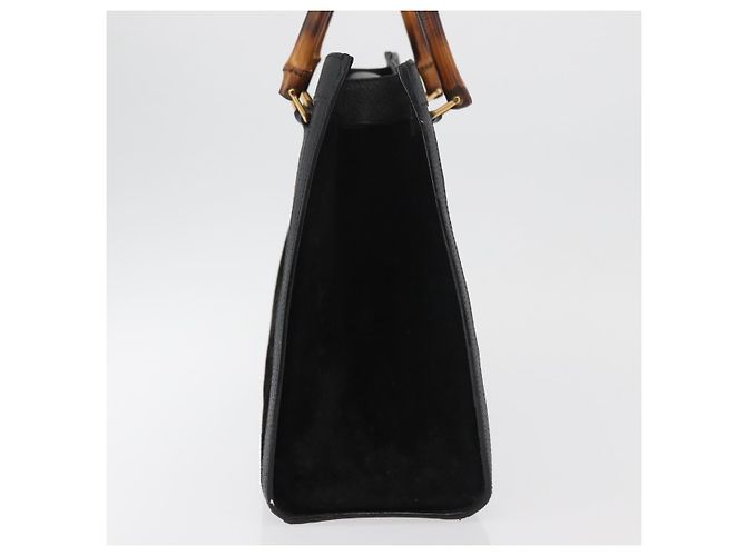 Borsa a mano in pelle scamosciata nera e oro GUCCI Bamboo 002 1196 0260 Auth 176869 Nero D'oro - vista 4