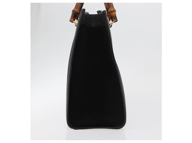 Borsa a mano in pelle scamosciata nera e oro GUCCI Bamboo 002 1196 0260 Auth 176869 Nero D'oro - vista 5