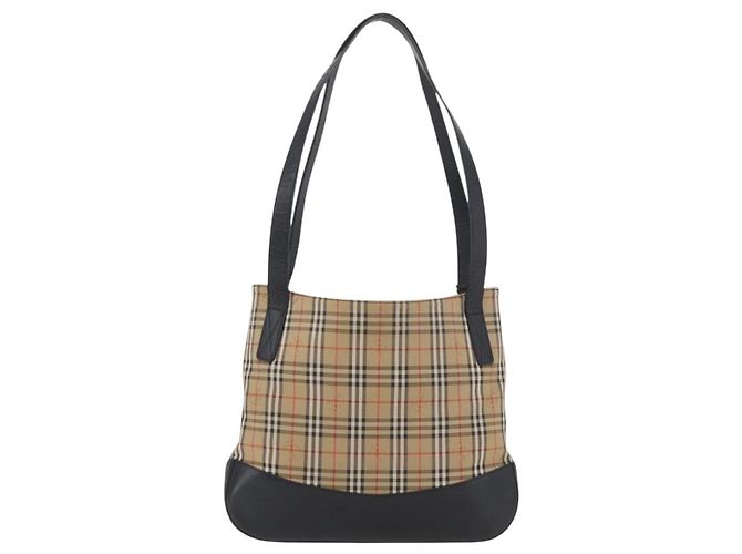 Borsa a Spalla Burberrys Nova Check in Tela e Pelle Beige Oro Auth 175060 D'oro - vista 3