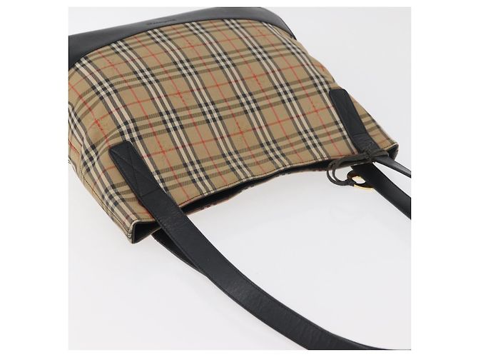 Borsa a Spalla Burberrys Nova Check in Tela e Pelle Beige Oro Auth 175060 D'oro - vista 6