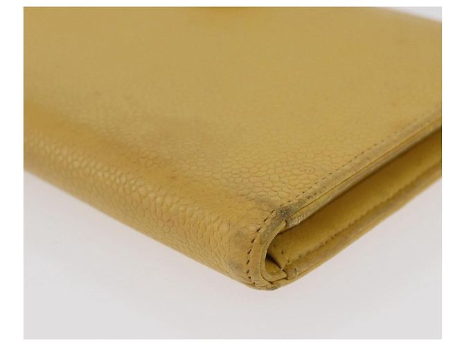 CHANEL COCO Cartera Larga Mark Piel Caviar Oro Amarillo CC Auth BA12318 Dorado - vista 11